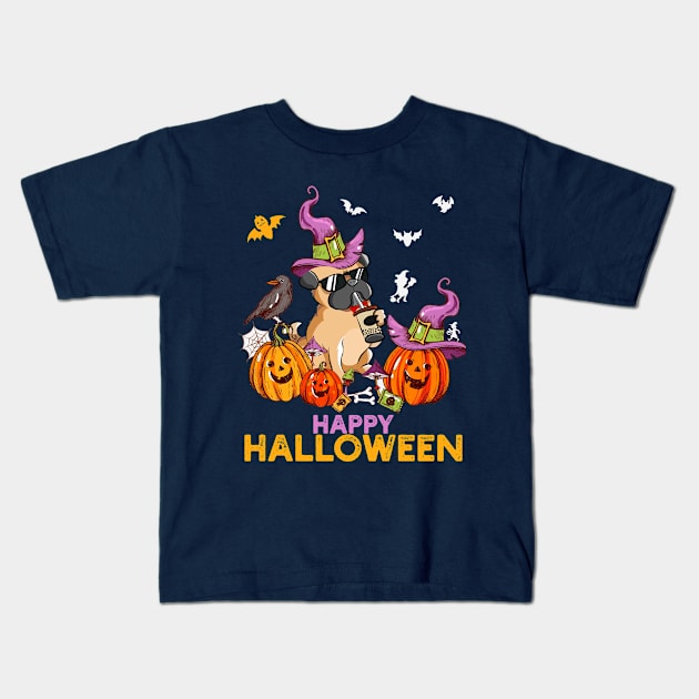 Cool Halloween Pug Dog Pumpkin Costumes Thanksgiving Gift Kids T-Shirt by Hussein@Hussein